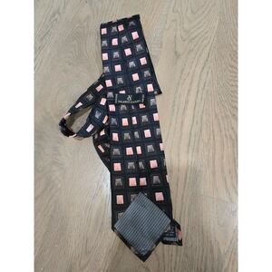 Valerio Garati Silk Necktie Black Pink Squares Pattern Men's‎ Handmade
